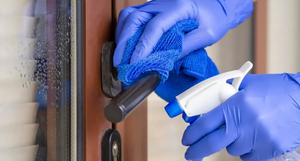 hands-disinfecting-door-handle-w